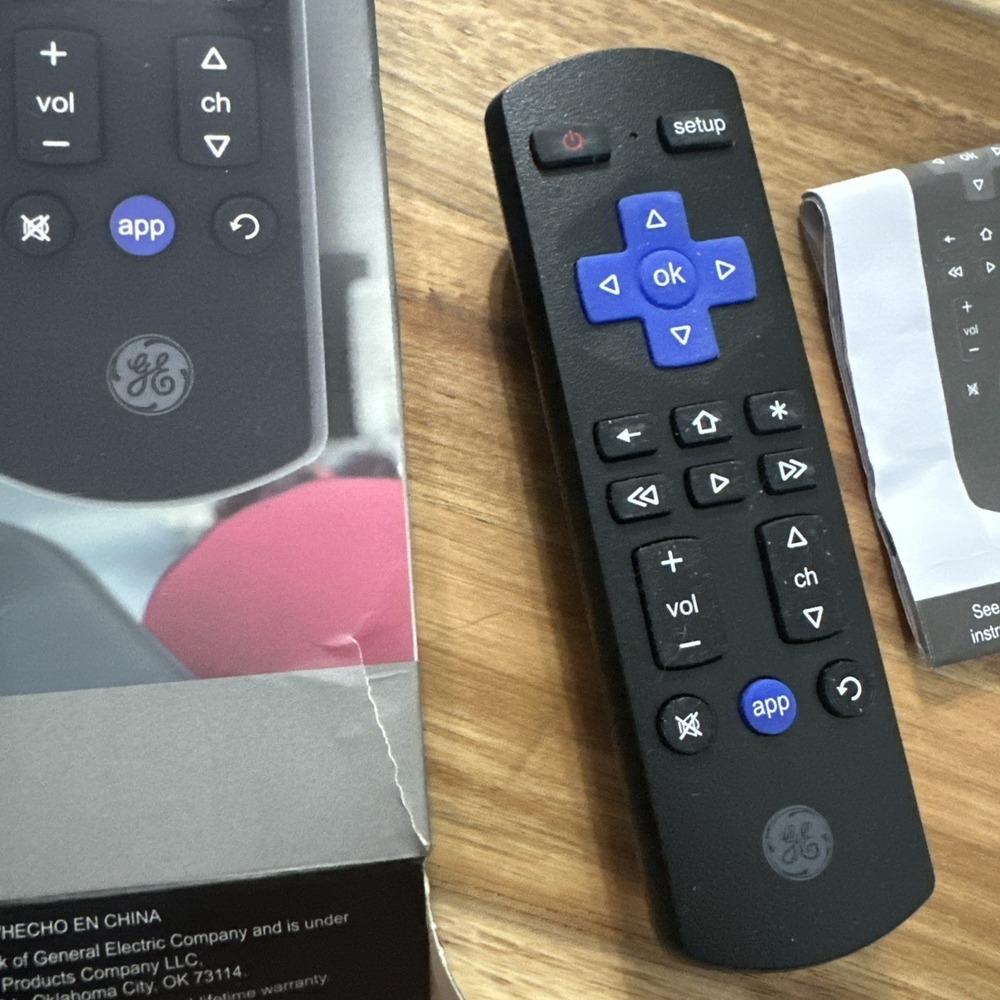 GE Roku Replacement TV Remote Control in Black, For Roku TV, New Open Box - Picture 2 of 2
